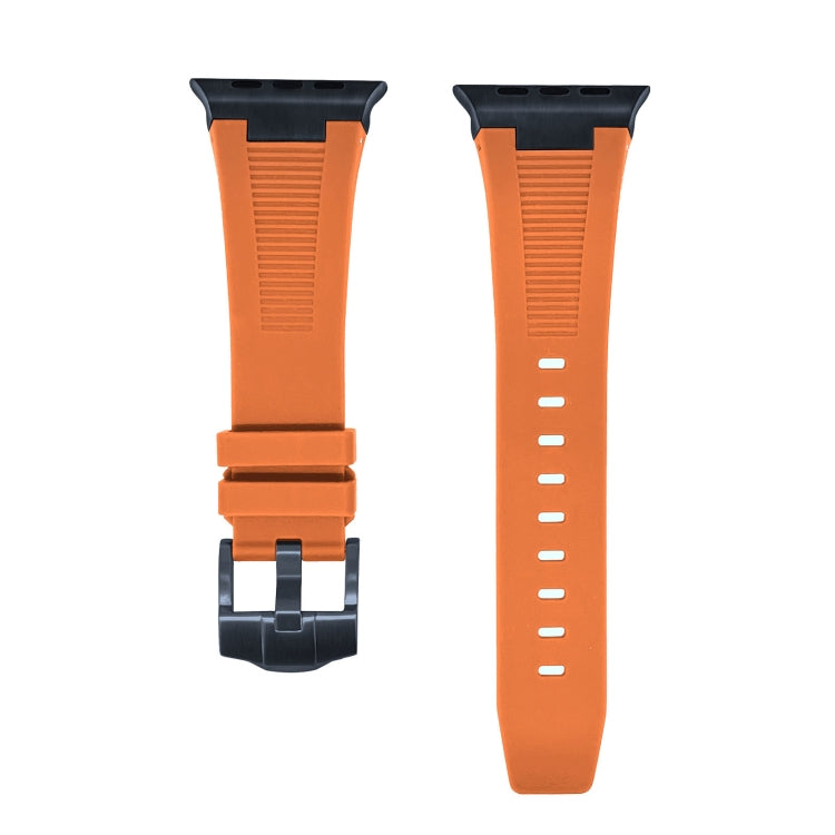 For Apple Watch Series 9 45mm Loners Liquid Silicone Watch Band(Black Orange) - Watch Bands by PMC Jewellery | Online Shopping South Africa | PMC Jewellery