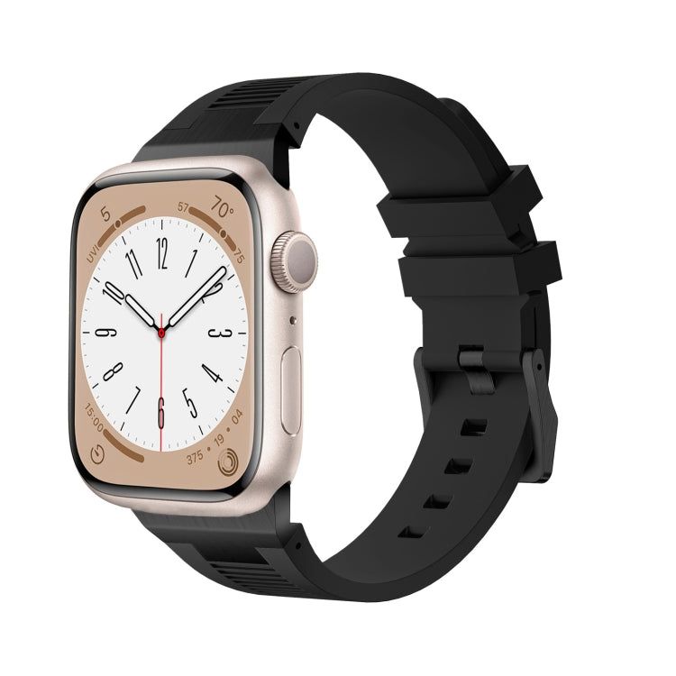For Apple Watch Series 7 45mm Loners Liquid Silicone Watch Band(Black Black) - Watch Bands by PMC TechLife | Online Shopping South Africa | PMC TechLife