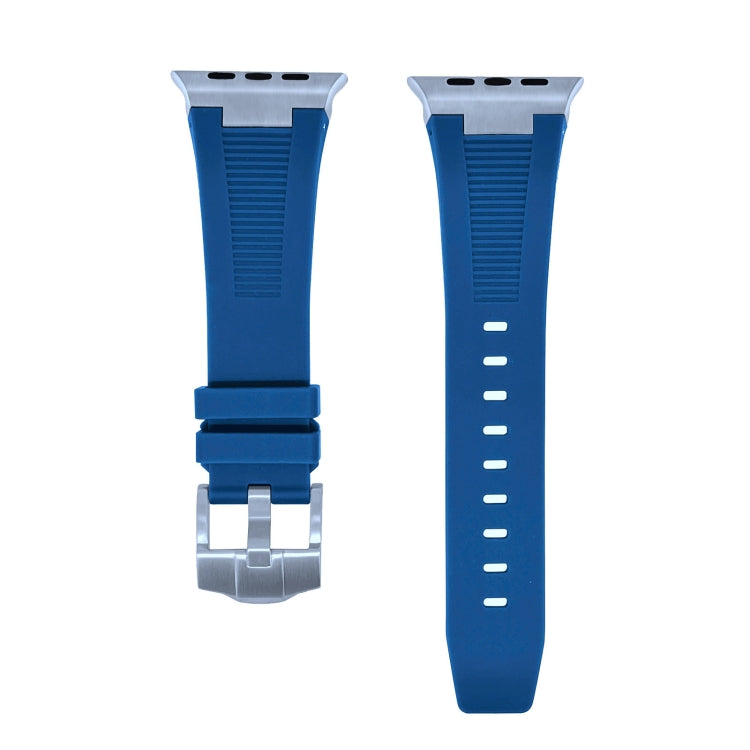 For Apple Watch SE 44mm Loners Liquid Silicone Watch Band(Silver Midnight Blue) - Watch Bands by PMC TechLife | Online Shopping South Africa | PMC TechLife | Buy Now Pay Later Mobicred