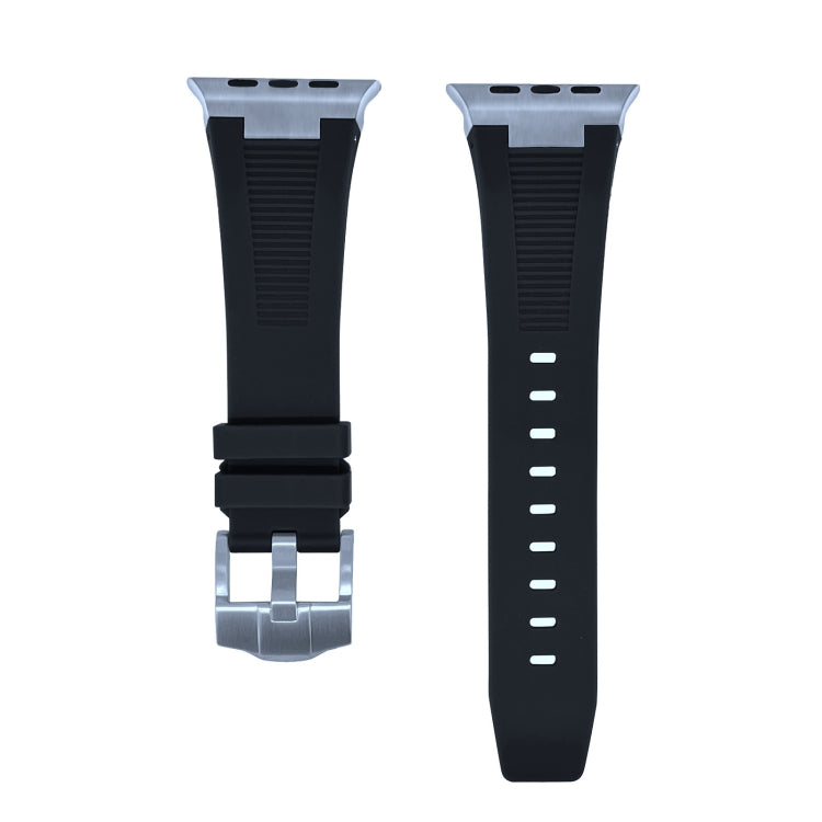 For Apple Watch Series 5 44mm Loners Liquid Silicone Watch Band(Silver Black) - Watch Bands by PMC TechLife | Online Shopping South Africa | PMC TechLife | Buy Now Pay Later Mobicred