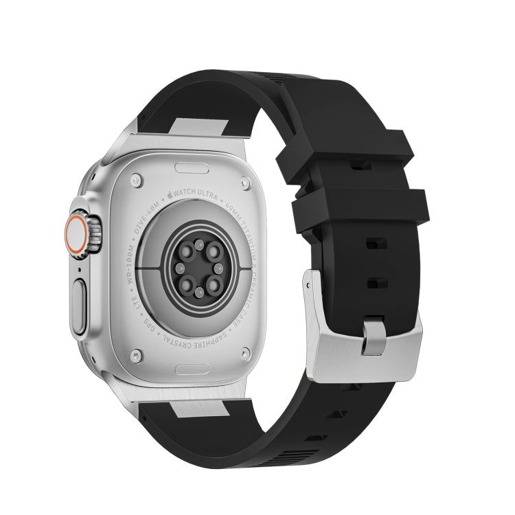 For Apple Watch Series 2 42mm Loners Liquid Silicone Watch Band(Silver Black) - Watch Bands by PMC TechLife | Online Shopping South Africa | PMC TechLife | Buy Now Pay Later Mobicred