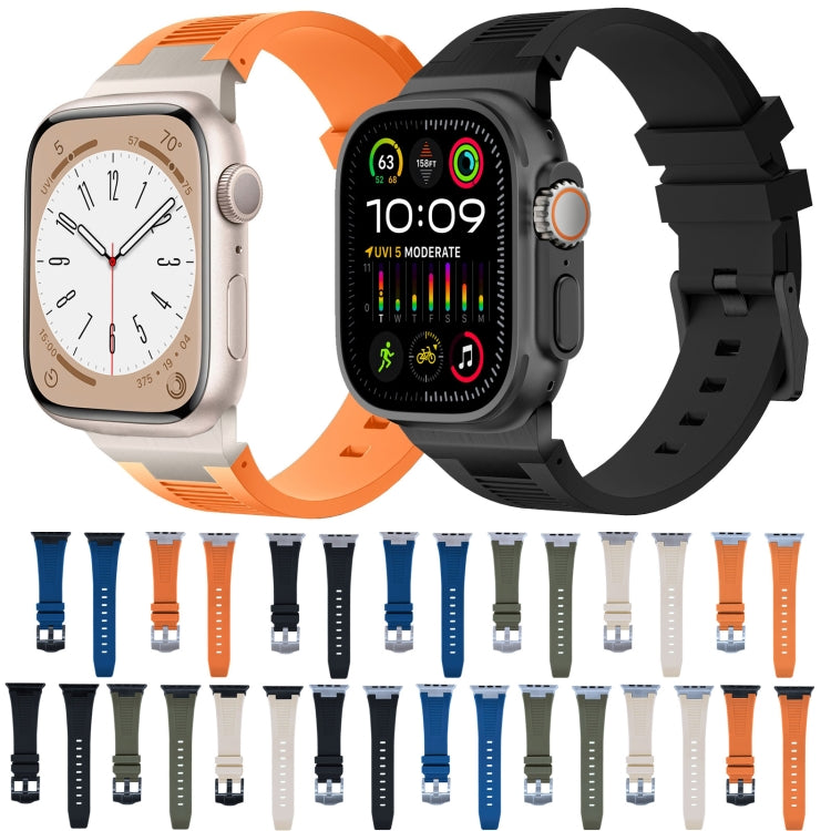 For Apple Watch SE 44mm Loners Liquid Silicone Watch Band(Silver Green) - free shipping - PMC TechLife - Order now!
