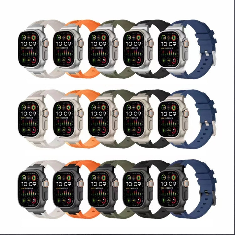 For Apple Watch 42mm Loners Liquid Silicone Watch Band(Silver Green) - free shipping - PMC TechLife - Order now!