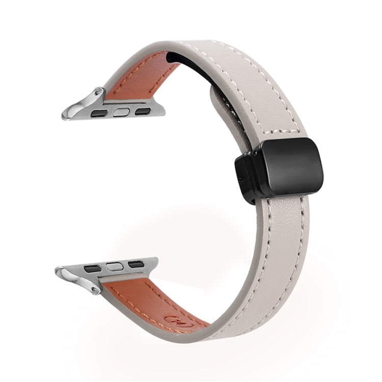 For Apple Watch SE 40mm Slim Magnetic Buckle Genuine Leather Watch Band(Plain Grey) - free shipping - PMC TechLife - Order now!
