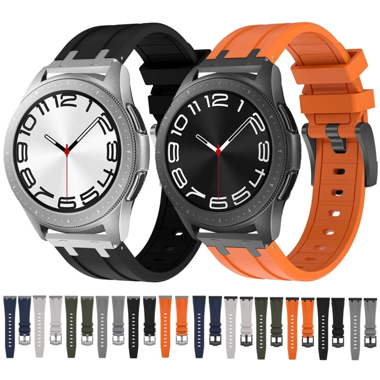 22mm Flat Head Silicone Watch Band(Black Blue) - 22mm Bands by PMC TechLife | Online Shopping South Africa | PMC TechLife