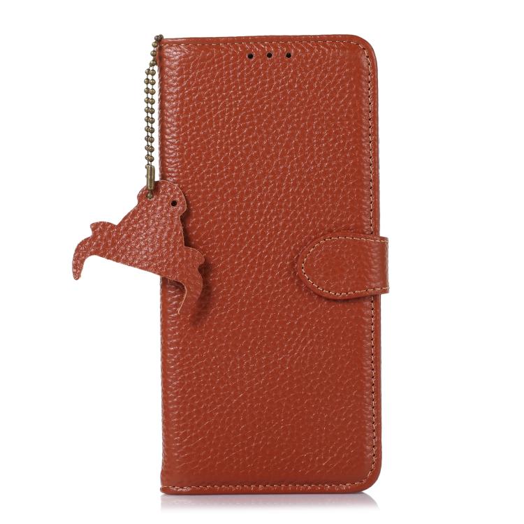 For OnePlus Ace 5 / 13R 5G Genuine Leather Litchi Texture RFID Leather Phone Case(Coffee) - OnePlus Cases by PMC TechLife | Online Shopping South Africa | PMC TechLife | Buy Now Pay Later Mobicred