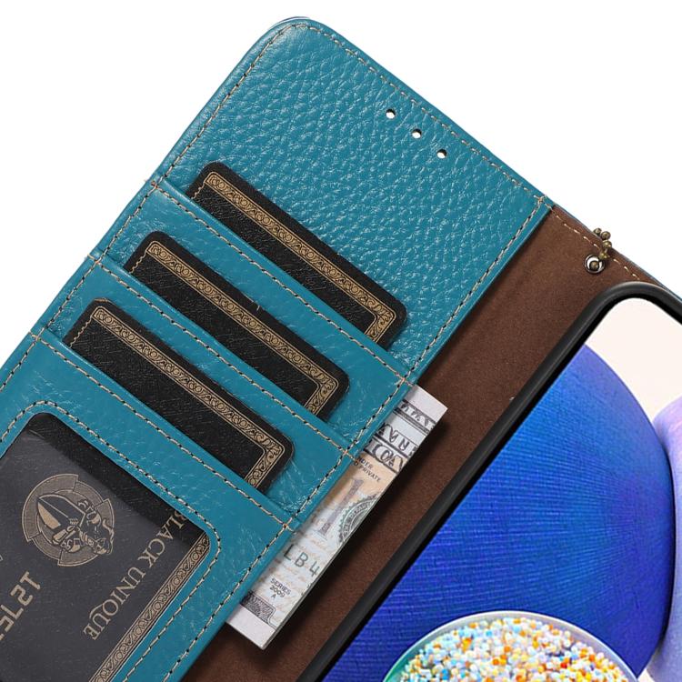 For OnePlus Ace 5 / 13R 5G Genuine Leather Litchi Texture RFID Leather Phone Case(Blue) - free shipping - PMC TechLife - Order now!