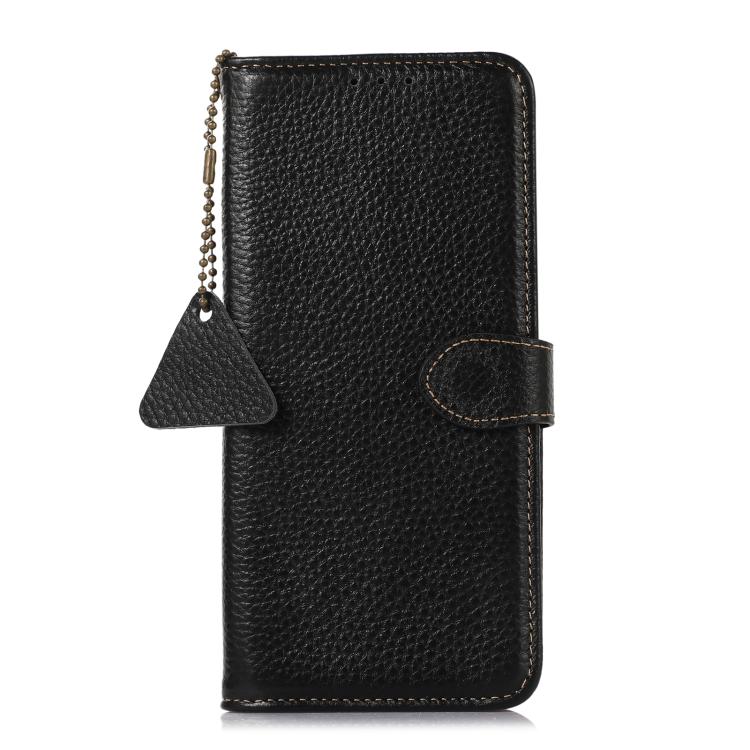 For OnePlus Ace 5 / 13R 5G Genuine Leather Litchi Texture RFID Leather Phone Case(Black) - Ace 5 Cases by PMC TechLife | Online Shopping South Africa | PMC TechLife | Buy Now Pay Later Mobicred