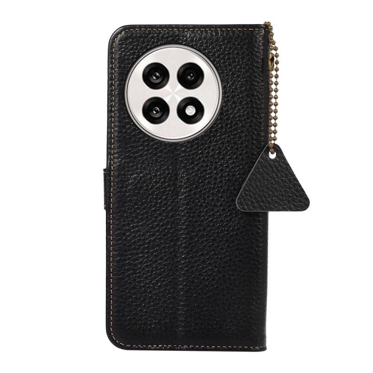 For OnePlus Ace 5 / 13R 5G Genuine Leather Litchi Texture RFID Leather Phone Case(Black) - Ace 5 Cases by PMC TechLife | Online Shopping South Africa | PMC TechLife | Buy Now Pay Later Mobicred