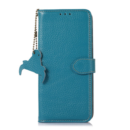 For Google Pixel 9 Genuine Leather Litchi Texture RFID Leather Phone Case(Blue) - Google Cases by PMC Jewellery | Online Shopping South Africa | PMC Jewellery | Buy Now Pay Later Mobicred