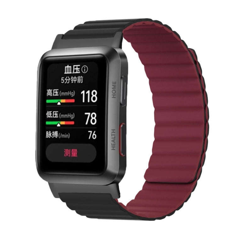 For Huawei Watch D Magnetic Silicone Watch Band(Black Wine Red) - free shipping - PMC TechLife - Order now!