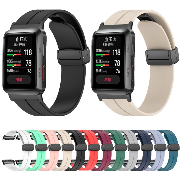 For Huawei Watch D Solid Color Folding Magnetic Buckle Silicone Watch Band(Creamy White) - Watch Bands by PMC TechLife | Online Shopping South Africa | PMC TechLife
