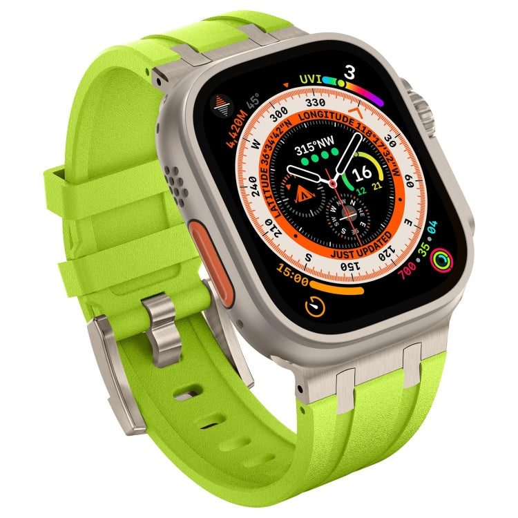 For Apple Watch SE 2023 44mm Stone Grain Liquid Silicone Watch Band(Titanium Green) - Watch Bands by PMC TechLife | Online Shopping South Africa | PMC TechLife