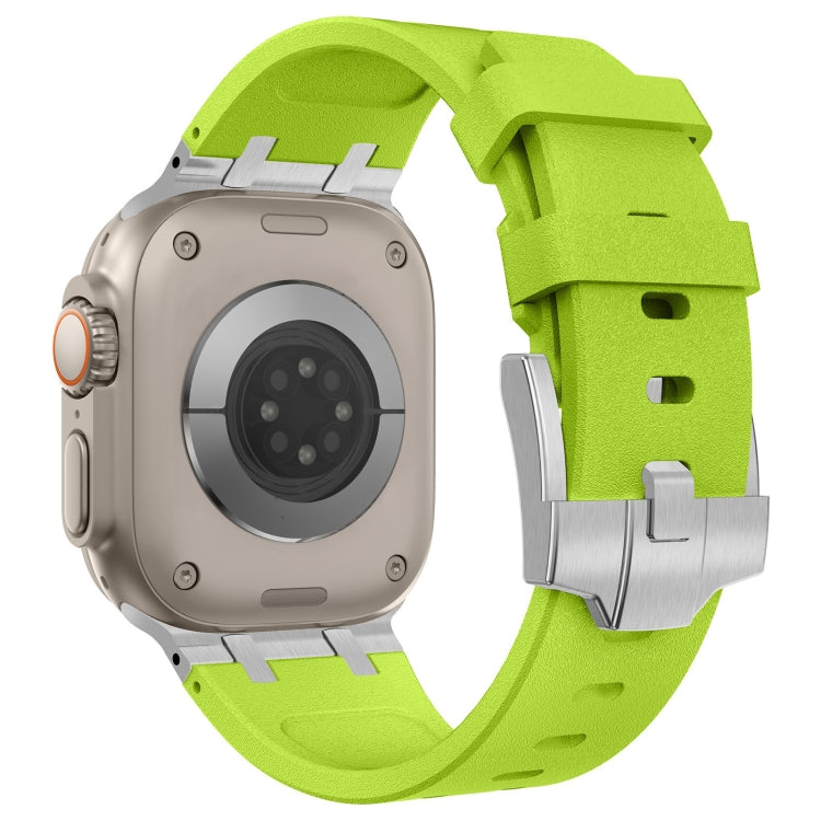 For Apple Watch SE 2023 44mm Stone Grain Liquid Silicone Watch Band(Silver Green) - Watch Bands by PMC TechLife | Online Shopping South Africa | PMC TechLife