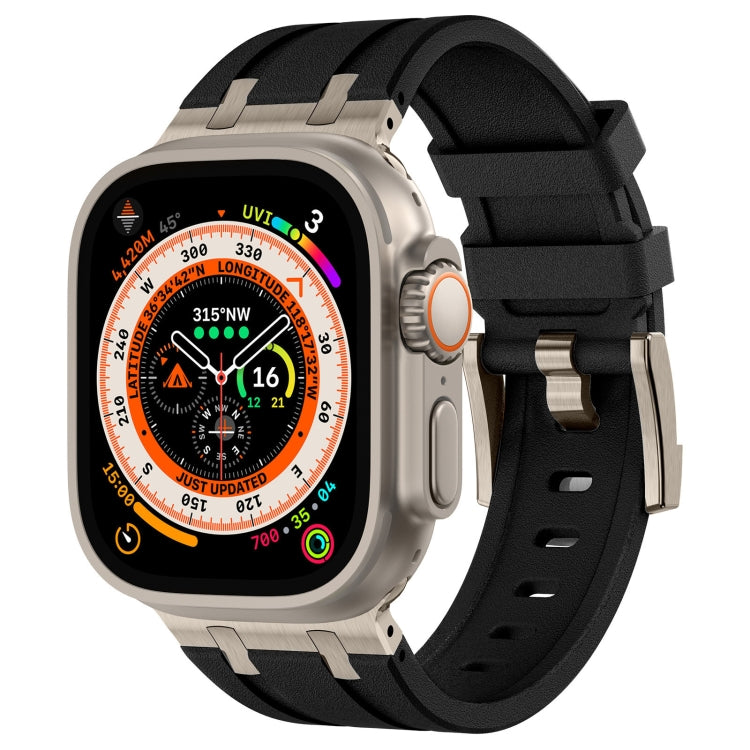 For Apple Watch Ultra 2 49mm Stone Grain Liquid Silicone Watch Band(Titanium Black) - Watch Bands by PMC TechLife | Online Shopping South Africa | PMC TechLife