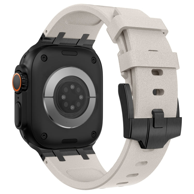 For Apple Watch Series 9 45mm Stone Grain Liquid Silicone Watch Band(Black Starlight) - Watch Bands by PMC TechLife | Online Shopping South Africa | PMC TechLife