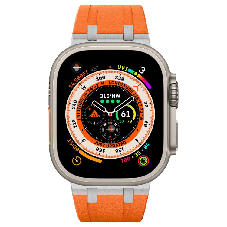 For Apple Watch Series 9 45mm Stone Grain Liquid Silicone Watch Band(Sliver Orange) - Watch Bands by PMC Jewellery | Online Shopping South Africa | PMC Jewellery