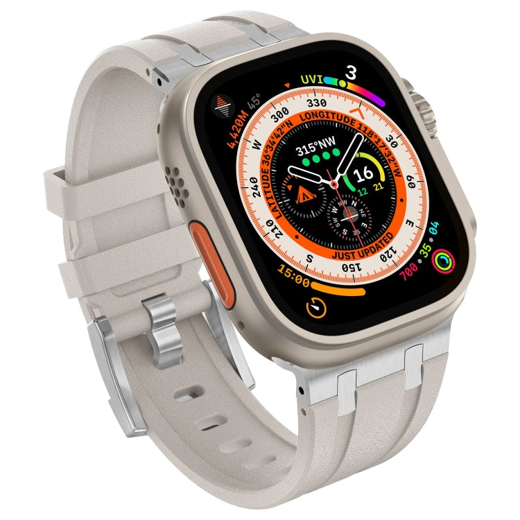 For Apple Watch Series 9 45mm Stone Grain Liquid Silicone Watch Band(Silver Starlight) - Watch Bands by PMC TechLife | Online Shopping South Africa | PMC TechLife