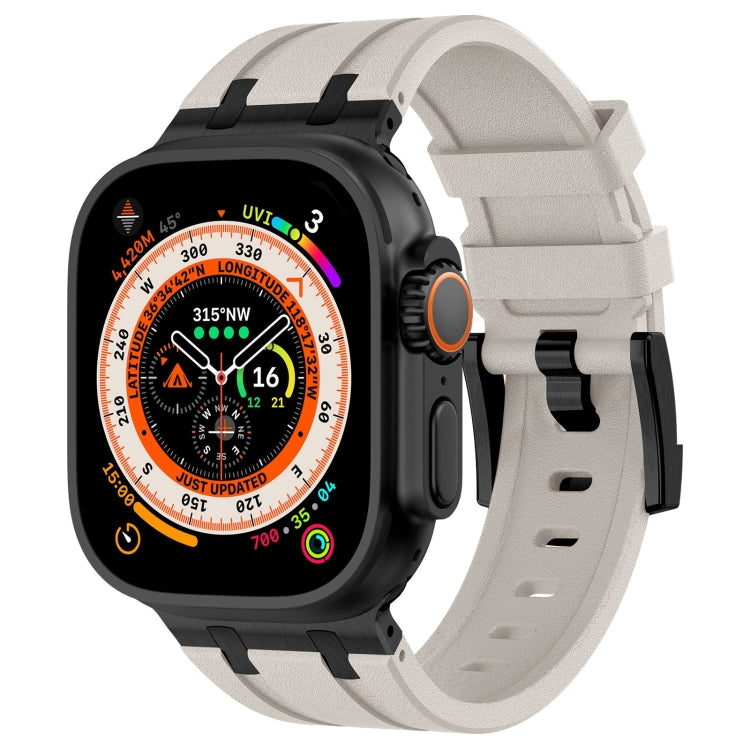 For Apple Watch Ultra 49mm Stone Grain Liquid Silicone Watch Band(Black Starlight) - Watch Bands by PMC TechLife | Online Shopping South Africa | PMC TechLife