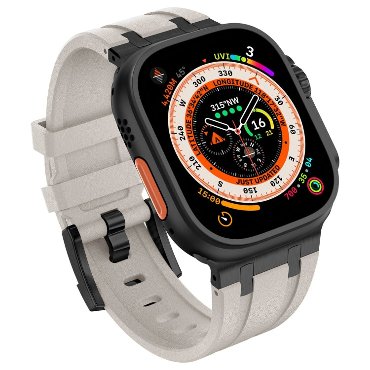 For Apple Watch Ultra 49mm Stone Grain Liquid Silicone Watch Band(Black Starlight) - Watch Bands by PMC TechLife | Online Shopping South Africa | PMC TechLife