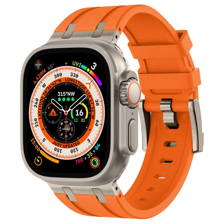 For Apple Watch Ultra 49mm Stone Grain Liquid Silicone Watch Band(Titanium Orange) - Watch Bands by PMC TechLife | Online Shopping South Africa | PMC TechLife