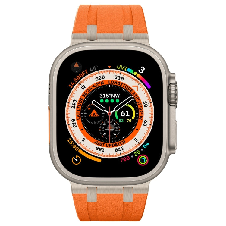 For Apple Watch Ultra 49mm Stone Grain Liquid Silicone Watch Band(Titanium Orange) - Watch Bands by PMC TechLife | Online Shopping South Africa | PMC TechLife