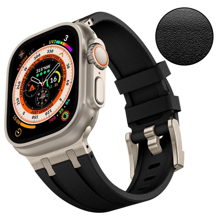 For Apple Watch Ultra 49mm Stone Grain Liquid Silicone Watch Band(Titanium Black) - Watch Bands by PMC TechLife | Online Shopping South Africa | PMC TechLife