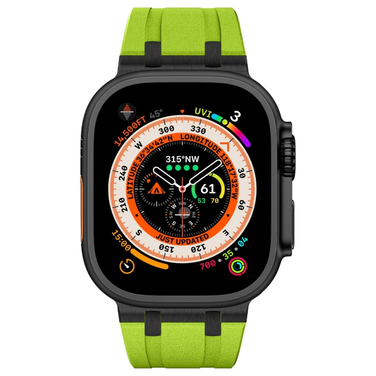 For Apple Watch Series 8 45mm Stone Grain Liquid Silicone Watch Band(Black Green) - free shipping - PMC TechLife - Order now!
