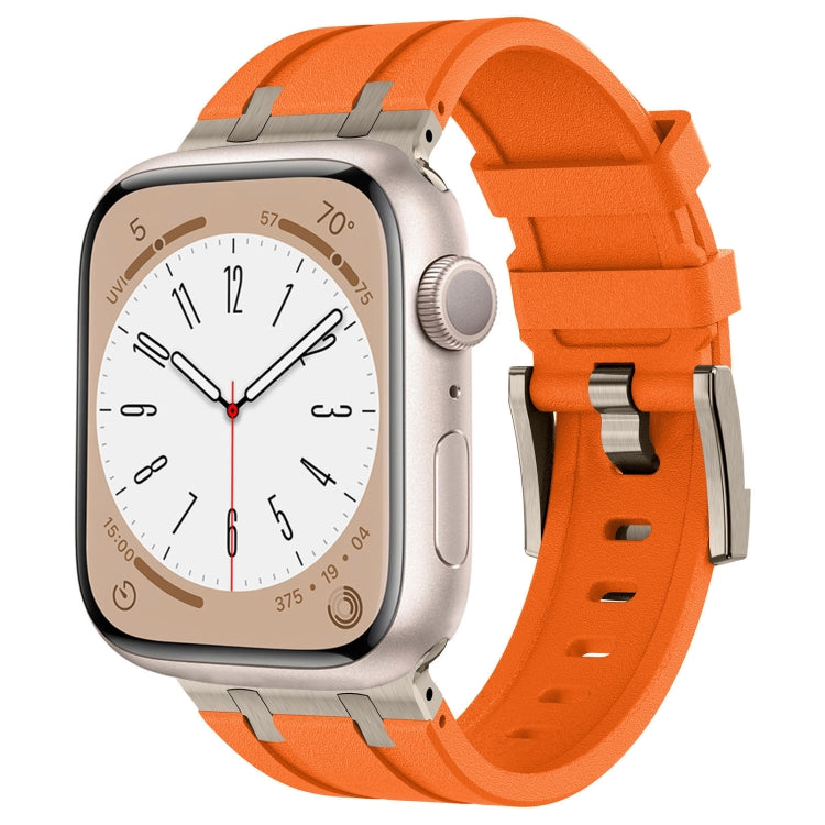 For Apple Watch Series 8 45mm Stone Grain Liquid Silicone Watch Band(Titanium Orange) - Watch Bands by PMC TechLife | Online Shopping South Africa | PMC TechLife