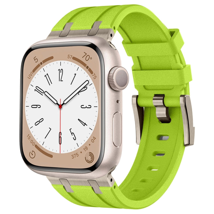 For Apple Watch Series 8 45mm Stone Grain Liquid Silicone Watch Band(Titanium Green) - Watch Bands by PMC TechLife | Online Shopping South Africa | PMC TechLife