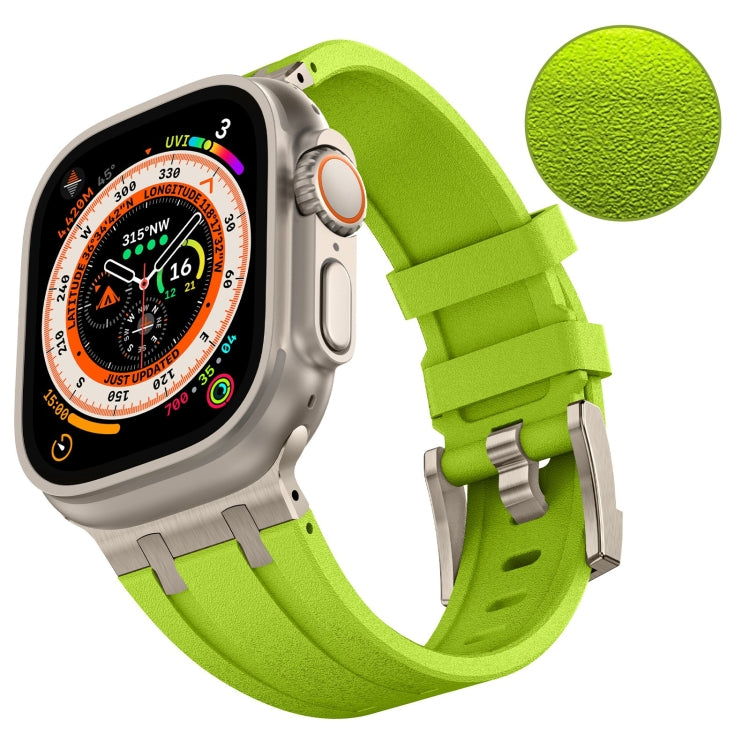 For Apple Watch Series 8 45mm Stone Grain Liquid Silicone Watch Band(Titanium Green) - Watch Bands by PMC TechLife | Online Shopping South Africa | PMC TechLife