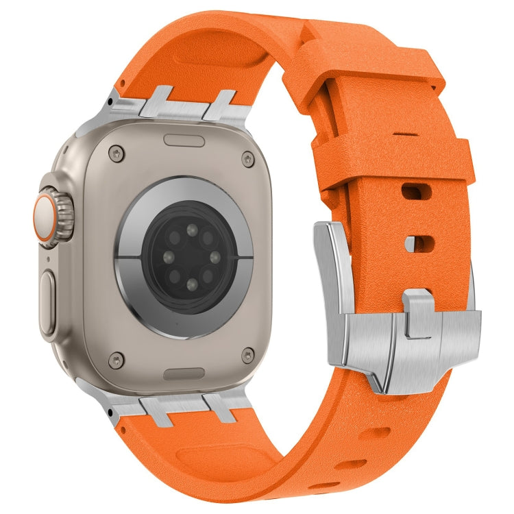 For Apple Watch Series 8 45mm Stone Grain Liquid Silicone Watch Band(Sliver Orange) - Watch Bands by PMC TechLife | Online Shopping South Africa | PMC TechLife
