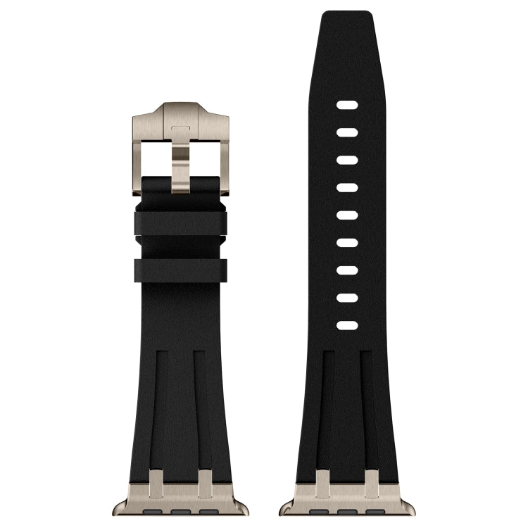 For Apple Watch SE 2022 44mm Stone Grain Liquid Silicone Watch Band(Titanium Black) - Watch Bands by PMC TechLife | Online Shopping South Africa | PMC TechLife