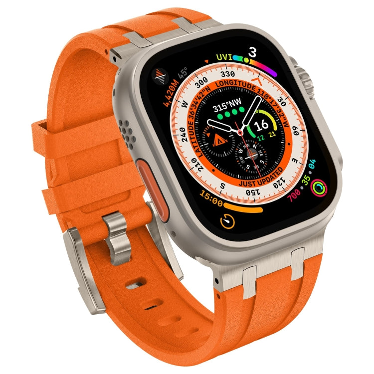 For Apple Watch Series 7 45mm Stone Grain Liquid Silicone Watch Band(Titanium Orange) - Watch Bands by PMC TechLife | Online Shopping South Africa | PMC TechLife