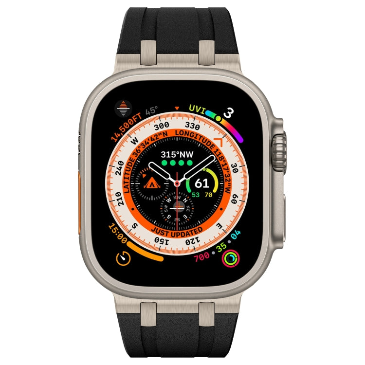 For Apple Watch Series 7 45mm Stone Grain Liquid Silicone Watch Band(Titanium Black) - Watch Bands by PMC TechLife | Online Shopping South Africa | PMC TechLife