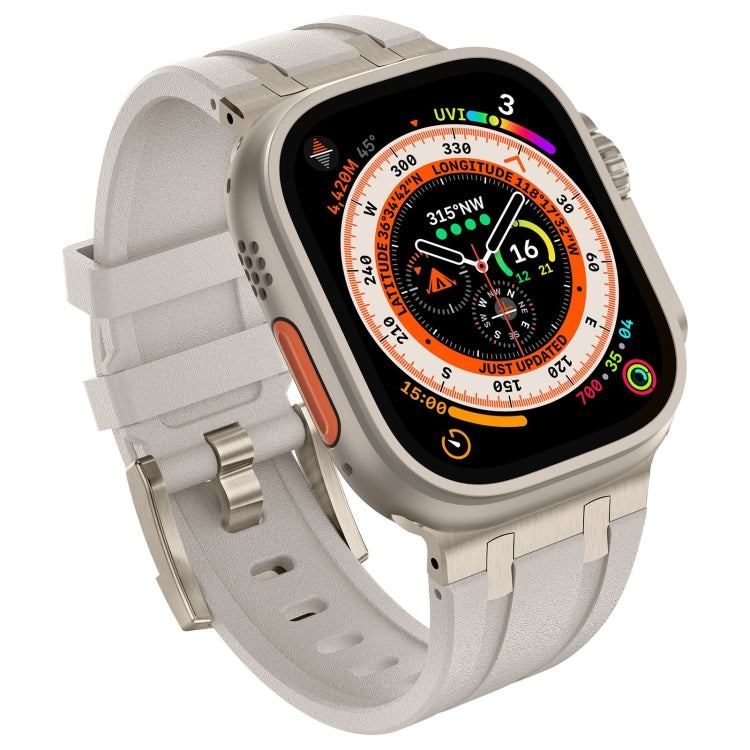 For Apple Watch Series 7 45mm Stone Grain Liquid Silicone Watch Band(Titanium Starlight) - Watch Bands by PMC TechLife | Online Shopping South Africa | PMC TechLife
