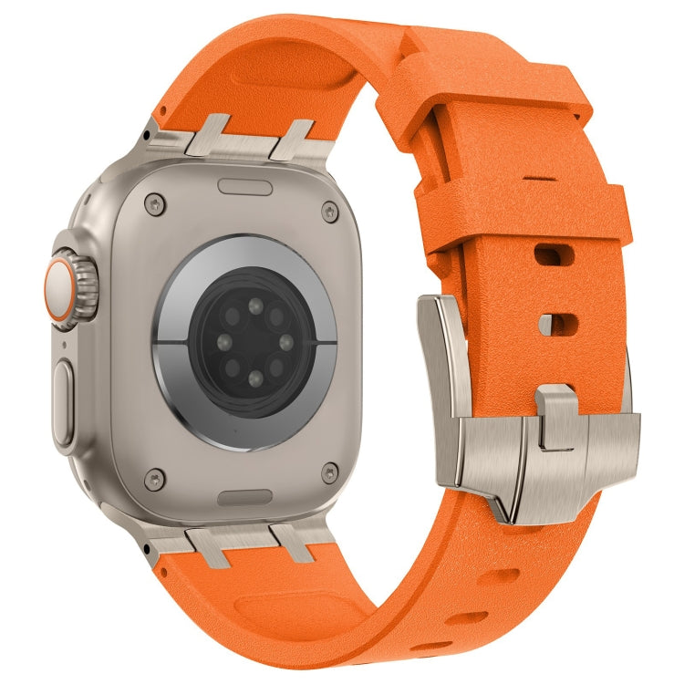 For Apple Watch SE 44mm Stone Grain Liquid Silicone Watch Band(Titanium Orange) - Watch Bands by PMC TechLife | Online Shopping South Africa | PMC TechLife