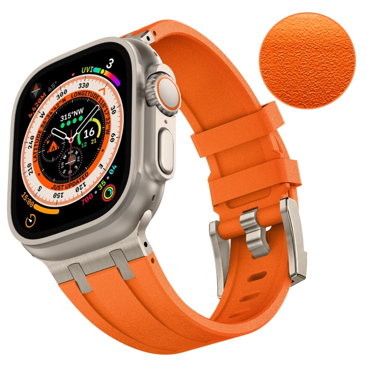 For Apple Watch SE 44mm Stone Grain Liquid Silicone Watch Band(Titanium Orange) - Watch Bands by PMC Jewellery | Online Shopping South Africa | PMC Jewellery