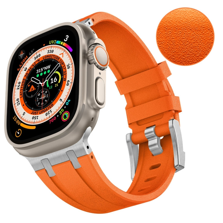 For Apple Watch SE 44mm Stone Grain Liquid Silicone Watch Band(Sliver Orange) - Watch Bands by PMC Jewellery | Online Shopping South Africa | PMC Jewellery