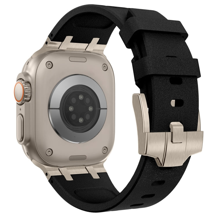 For Apple Watch Series 6 44mm Stone Grain Liquid Silicone Watch Band(Titanium Black) - Watch Bands by PMC TechLife | Online Shopping South Africa | PMC TechLife