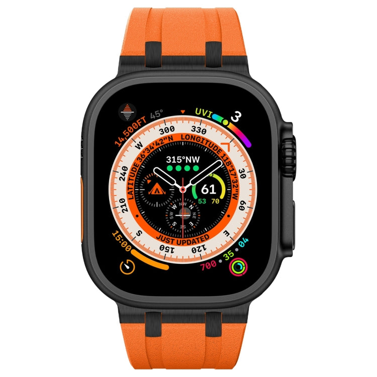 For Apple Watch Series 5 44mm Stone Grain Liquid Silicone Watch Band(Black Orange) - Watch Bands by PMC Jewellery | Online Shopping South Africa | PMC Jewellery