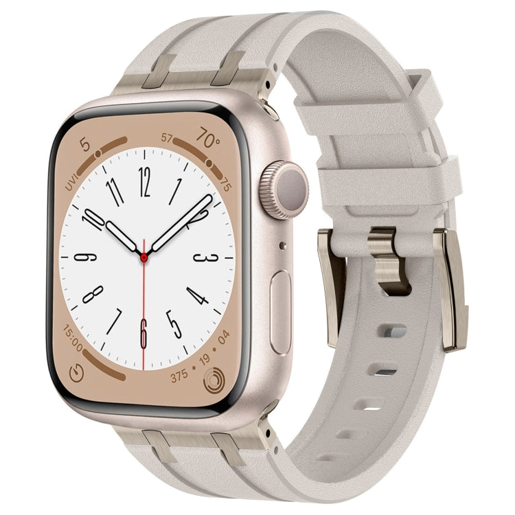 For Apple Watch Series 5 44mm Stone Grain Liquid Silicone Watch Band(Titanium Starlight) - Watch Bands by PMC TechLife | Online Shopping South Africa | PMC TechLife