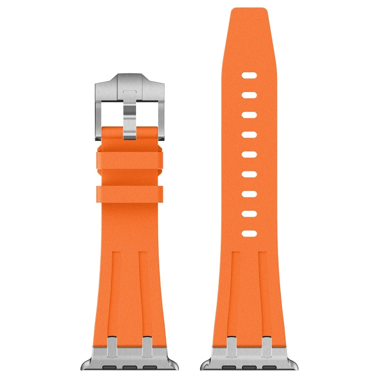 For Apple Watch Series 5 44mm Stone Grain Liquid Silicone Watch Band(Sliver Orange) - Watch Bands by PMC TechLife | Online Shopping South Africa | PMC TechLife