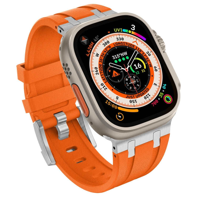 For Apple Watch Series 5 44mm Stone Grain Liquid Silicone Watch Band(Sliver Orange) - Watch Bands by PMC TechLife | Online Shopping South Africa | PMC TechLife