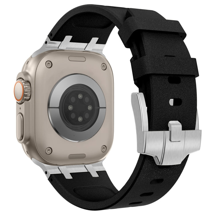 For Apple Watch Series 4 44mm Stone Grain Liquid Silicone Watch Band(Silver Black) - Watch Bands by PMC TechLife | Online Shopping South Africa | PMC TechLife