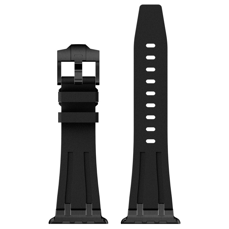 For Apple Watch Series 3 42mm Stone Grain Liquid Silicone Watch Band(Black Black) - Watch Bands by PMC TechLife | Online Shopping South Africa | PMC TechLife