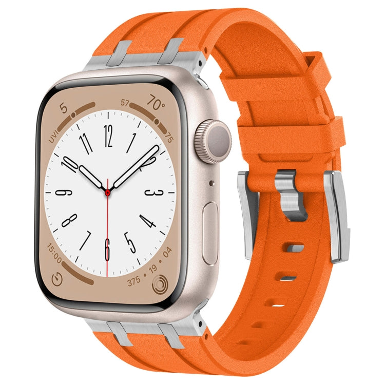 For Apple Watch Series 3 42mm Stone Grain Liquid Silicone Watch Band(Sliver Orange) - Watch Bands by PMC TechLife | Online Shopping South Africa | PMC TechLife