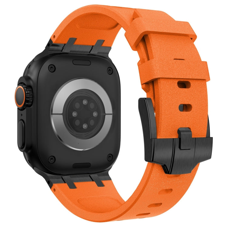 For Apple Watch Series 2 42mm Stone Grain Liquid Silicone Watch Band(Black Orange) - Watch Bands by PMC TechLife | Online Shopping South Africa | PMC TechLife