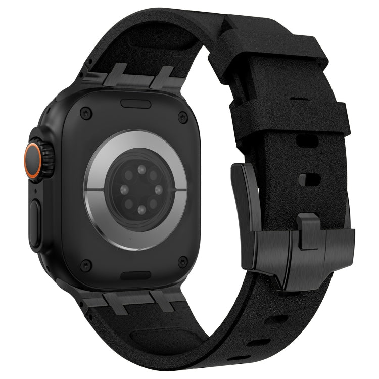 For Apple Watch Series 2 42mm Stone Grain Liquid Silicone Watch Band(Black Black) - Watch Bands by PMC TechLife | Online Shopping South Africa | PMC TechLife