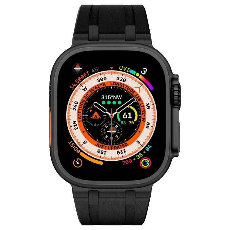 For Apple Watch Series 2 42mm Stone Grain Liquid Silicone Watch Band(Black Black) - Watch Bands by PMC TechLife | Online Shopping South Africa | PMC TechLife